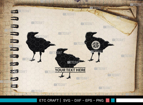 Crow Monogram, Crow Silhouette, Crow SVG, Raven Svg, Blackbird Svg, Crows Svg, SB00248 SVG ETC Craft 