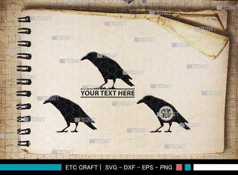 Crow Monogram, Crow Silhouette, Crow SVG, Raven Svg, Blackbird Svg, Crows Svg, SB00248 SVG ETC Craft 