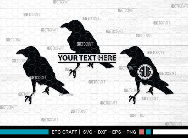 Crow Monogram, Crow Silhouette, Crow SVG, Raven Svg, Blackbird Svg, Crows Svg, SB00248 SVG ETC Craft 