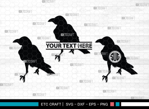 Crow Monogram, Crow Silhouette, Crow SVG, Raven Svg, Blackbird Svg, Crows Svg, SB00248 SVG ETC Craft 