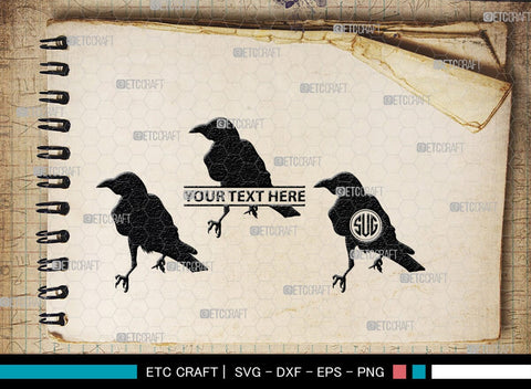 Crow Monogram, Crow Silhouette, Crow SVG, Raven Svg, Blackbird Svg, Crows Svg, SB00248 SVG ETC Craft 