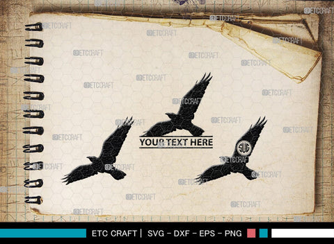 Crow Monogram, Crow Silhouette, Crow SVG, Raven Svg, Blackbird Svg, Crows Svg, SB00248 SVG ETC Craft 