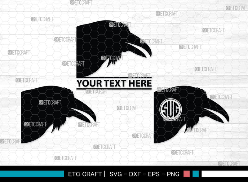 Crow Monogram, Crow Silhouette, Crow SVG, Raven Svg, Blackbird Svg ...