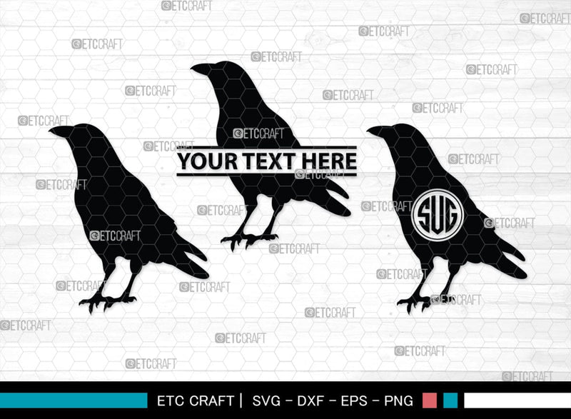 Two Crows Svg Crow Monogram, Crow Silhouette, Crow SVG, Raven Svg, Blackbird Svg ...