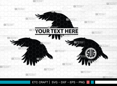 Crow Monogram, Crow Silhouette, Crow SVG, Raven Svg, Blackbird Svg, Crows Svg, SB00248 SVG ETC Craft 