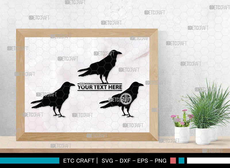 Two Crows Svg Crow Monogram, Crow Silhouette, Crow SVG, Raven Svg, Blackbird Svg ...
