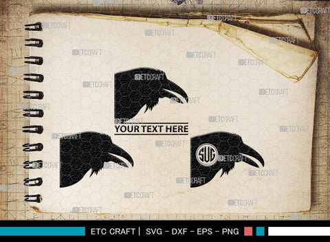 Crow Monogram, Crow Silhouette, Crow SVG, Raven Svg, Blackbird Svg, Crows Svg, SB00248 SVG ETC Craft 