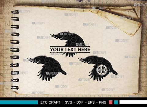 Crow Monogram, Crow Silhouette, Crow SVG, Raven Svg, Blackbird Svg, Crows Svg, SB00248 SVG ETC Craft 