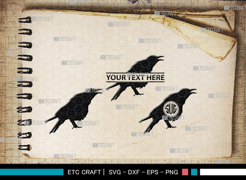 Crow Monogram, Crow Silhouette, Crow SVG, Raven Svg, Blackbird Svg, Crows Svg, SB00248 SVG ETC Craft 