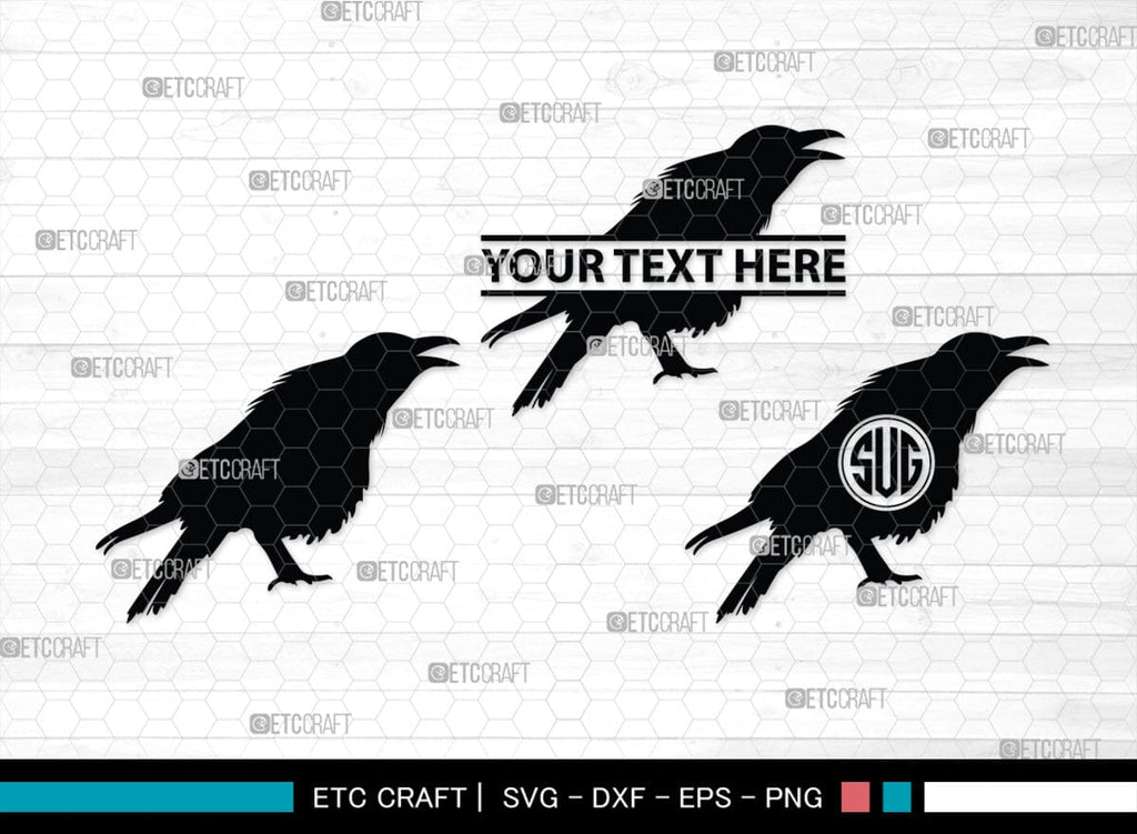 Two Crows Svg Crow Monogram, Crow Silhouette, Crow SVG, Raven Svg, Blackbird Svg ...