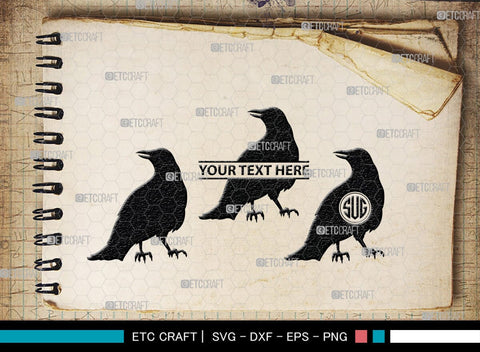 Crow Monogram, Crow Silhouette, Crow SVG, Raven Svg, Blackbird Svg, Crows Svg, SB00248 SVG ETC Craft 