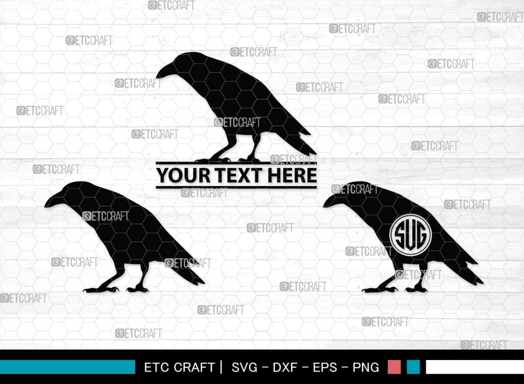 Two Crows Svg Crow Monogram, Crow Silhouette, Crow SVG, Raven Svg, Blackbird Svg ...