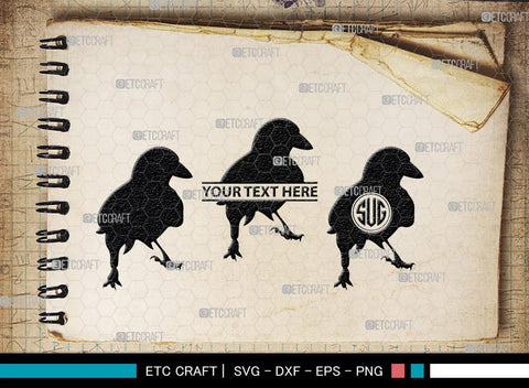Crow Monogram, Crow Silhouette, Crow SVG, Raven Svg, Blackbird Svg, Crows Svg, SB00248 SVG ETC Craft 