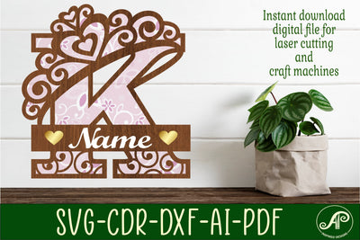 Crown capital monogram letter K SVG SVG APInspireddesigns 