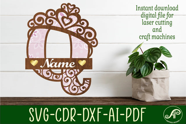 Crown capital monogram letter Q SVG SVG APInspireddesigns 