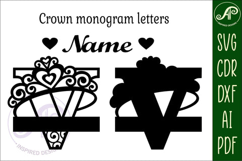 Crown capital monogram letter V SVG SVG APInspireddesigns 