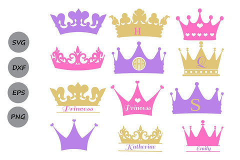 Crown Monogram| Princess Crown SVG Cut Files SVG CosmosFineArt 