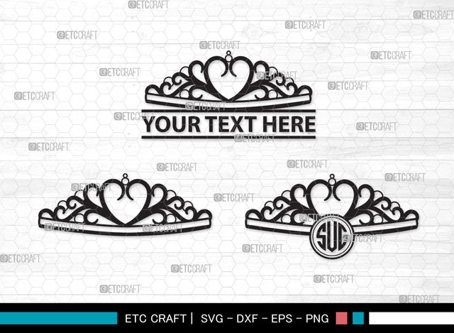 Crown Monogram SVG | Tiara Svg | King Crown Svg | Queen Crown Svg | Crown Monogram SVG ETC Craft 