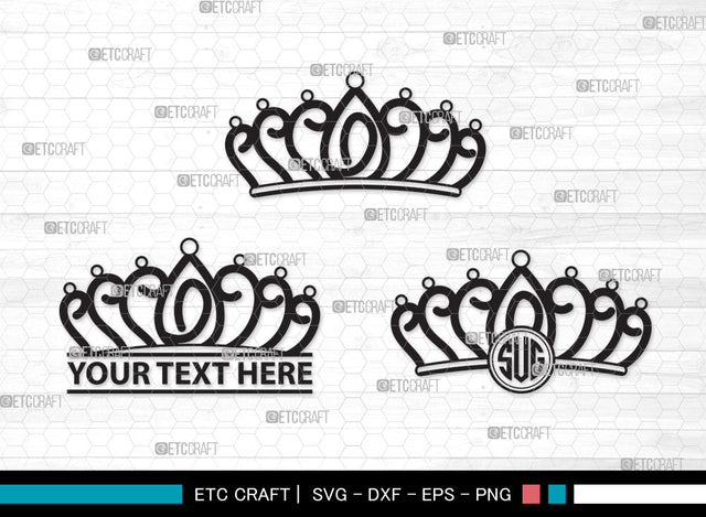 Crown Monogram SVG | Tiara Svg | King Crown Svg | Queen Crown Svg | Crown Monogram SVG ETC Craft 