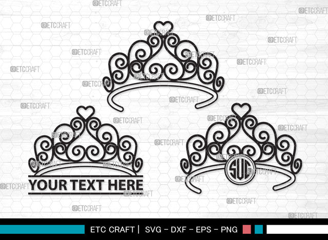 Crown Monogram SVG | Tiara Svg | King Crown Svg | Queen Crown Svg | Crown Monogram SVG ETC Craft 