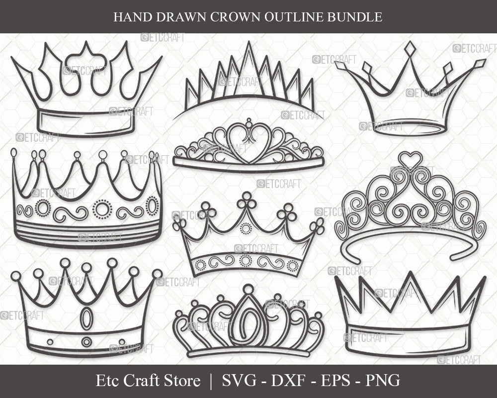 Crown Outline SVG Cut File | Tiara Svg | King Crown Svg | Queen Crown ...