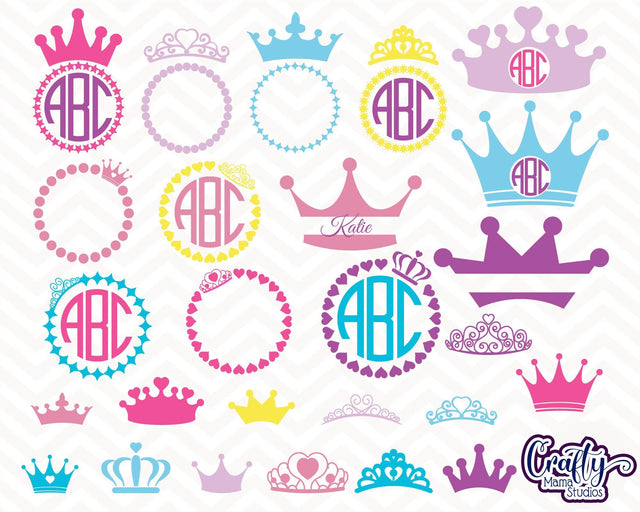 Crown Svg - Princess Crown Svg - Crown Monogram Svg - Split Crown Svg SVG Crafty Mama Studios 