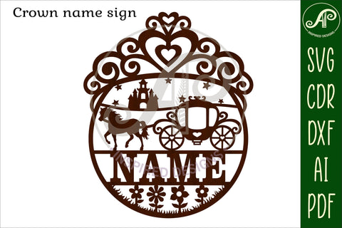 Crown tiara name sign svg laser cut template SVG APInspireddesigns 