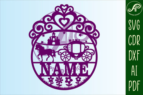 Crown tiara name sign svg laser cut template SVG APInspireddesigns 