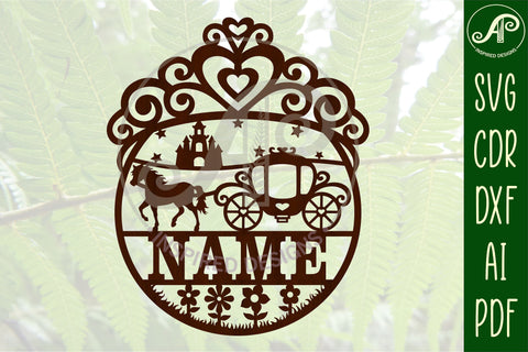 Crown tiara name sign svg laser cut template SVG APInspireddesigns 