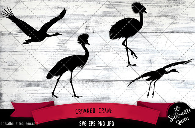 Crowned Crane Silhouette Vector SVG SVG Loveleen Kaur 