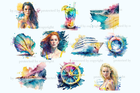 Cruise Clipart | Beach Illustration Bundle SVG GlamArtZhanna 