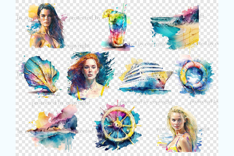 Cruise Clipart | Beach Illustration Bundle SVG GlamArtZhanna 