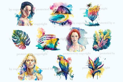 Cruise Clipart | Beach Illustration Bundle SVG GlamArtZhanna 