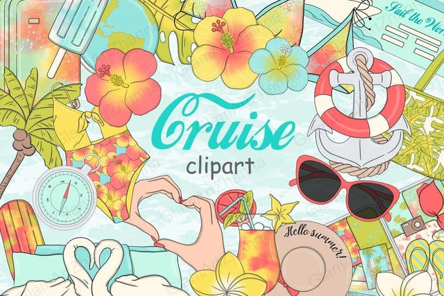 Cruise Clipart | Tropical Illustration Set SVG GlamArtZhanna 
