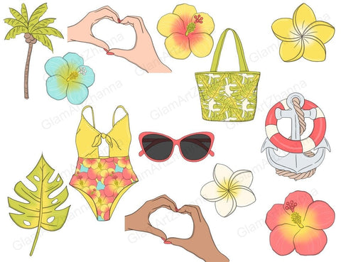 Cruise Clipart | Tropical Illustration Set SVG GlamArtZhanna 