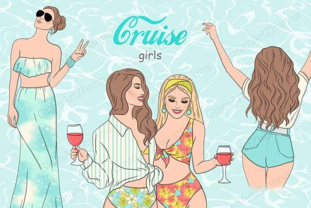 Cruise Girls Clipart | Fashion Woman Planner Graphics SVG GlamArtZhanna 