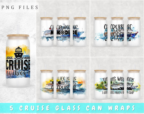 Cruise Libbey Glass Can Wraps, 16 Oz Glass Can Sublimation Designs, Cruise Glass Can PNG Files, Cruise Quotes Glass Can Wraps Sublimation HappyDesignStudio 