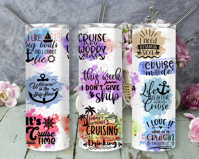 Cruise Quotes 20oz Skinny Tumbler Png, Cruise Sayings Tumbler Png, Cruising Vacation Tumbler, Seamless Tumbler Sublimation Design Sublimation DesignSVG 