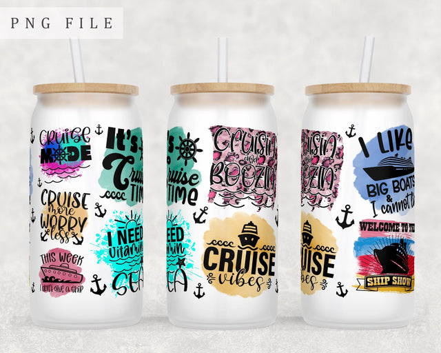 Cruise Quotes Libbey Glass Can Wrap, 16 Oz Glass Can Sublimation Design, Cruise Sayings Glass Can PNG File Sublimation HappyDesignStudio 