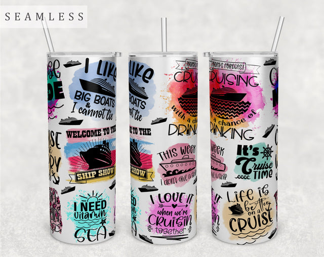 Cruise Quotes Tumbler Wrap, 20 Oz Skinny Tumbler Cruise Sayings Sublimation Design, Seamless Tumbler PNG Sublimation HappyDesignStudio 