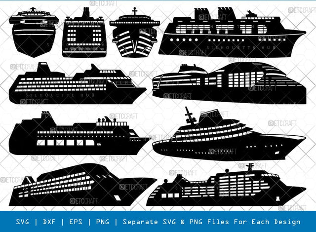 Cruise Ship Silhouette, Cruise Ship SVG, Ship Svg, Cruise Vacation Svg, Cruise Svg, Cruise Ship Bundle, SB00911 SVG ETC Craft 
