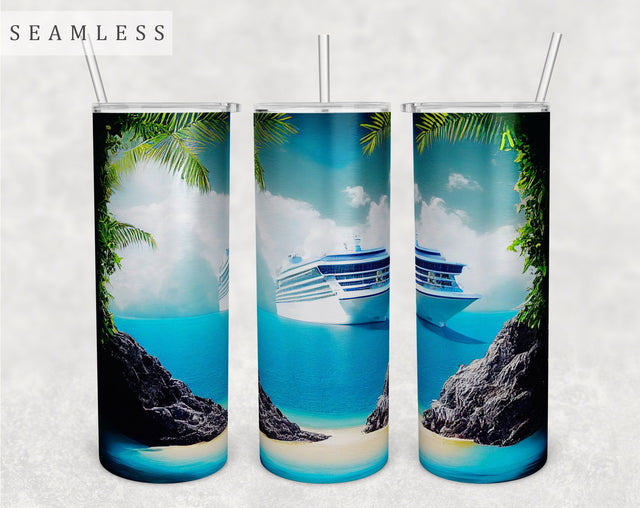 Cruise Ship Tumbler Wrap, 20 Oz Skinny Tumbler Cruise Ship Sublimation Design, Seamless Tumbler PNG Sublimation HappyDesignStudio 