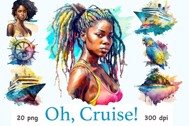 Cruise Watercolor Clipart | Summer Sea Illustration SVG GlamArtZhanna 