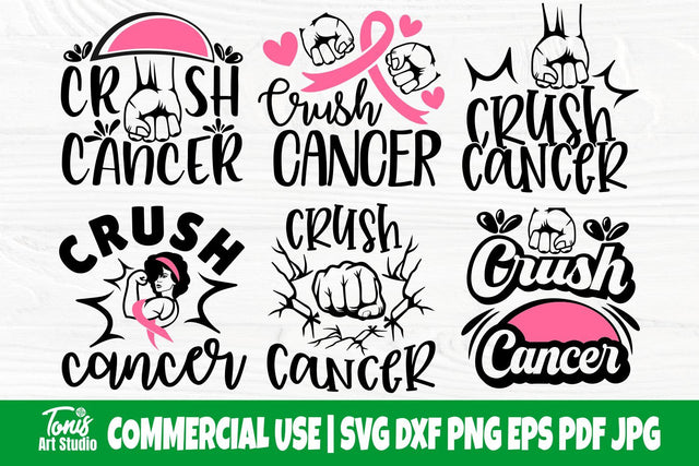 Crush Cancer SVG Bundle, Breast Cancer Svg SVG TonisArtStudio 