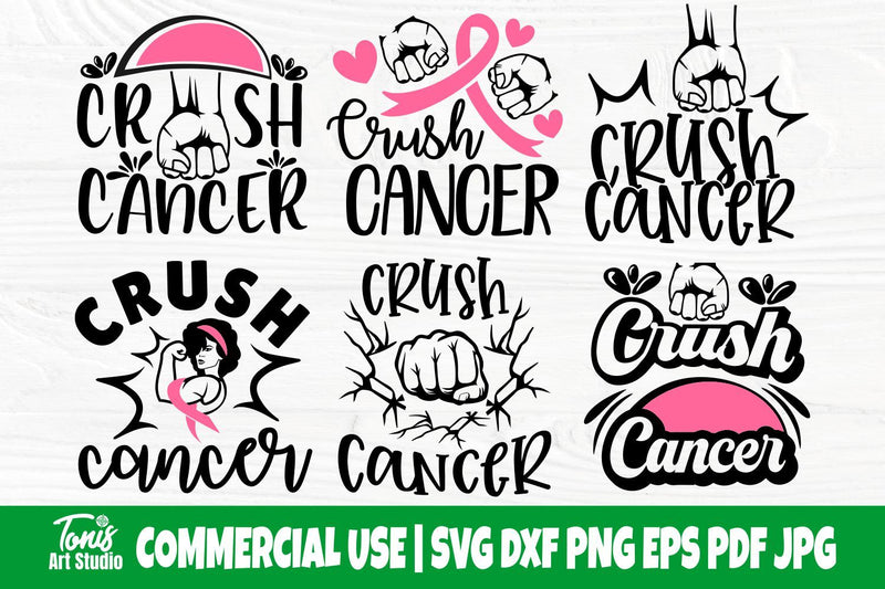 Crush Cancer SVG Bundle, Breast Cancer Svg SVG TonisArtStudio 