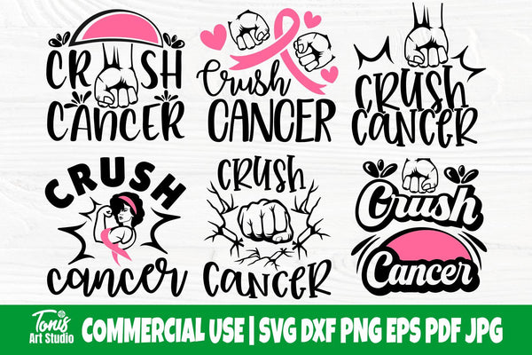 Crush Cancer SVG Bundle, Breast Cancer Svg - So Fontsy