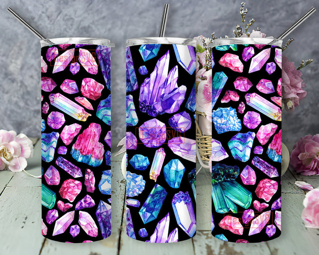 Crystal 20oz Full Tumbler Wrap, Crystal Colorful Design Png, Gemstone Tumbler Design, Crystal Sublimation Design, Digital Download Sublimation DesignSVG 