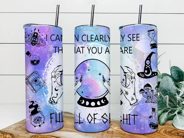 Crystal ball tumbler design, witchcraft, magic, tarot, crystals, Halloween, wrap, png, seamless, 20 oz skinny tumbler sublimation design Sublimation iStyleDesign 