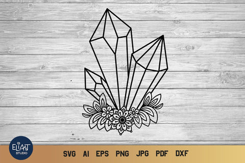 Crystal SVG, Boho Crystals SVG, Floral Bohemian SVG. SVG Elinorka 