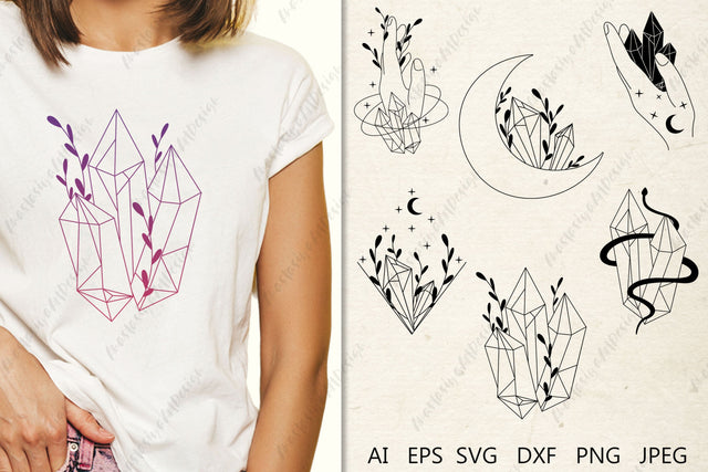 Crystal svg, Celestial clipart, Mystical snake svg, Boho clipart, Magic svg SVG AnastasiyaArtDesign 